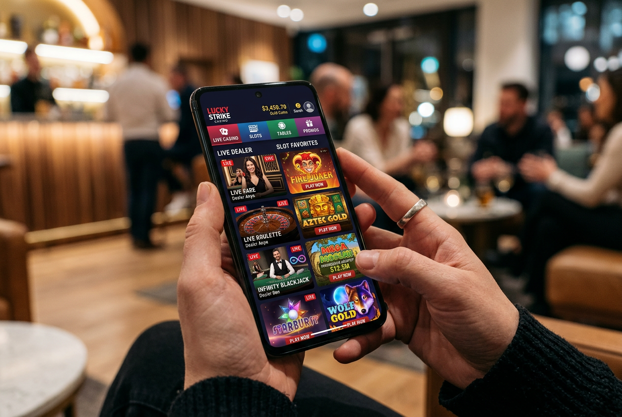 Casino games on a smartphone screen