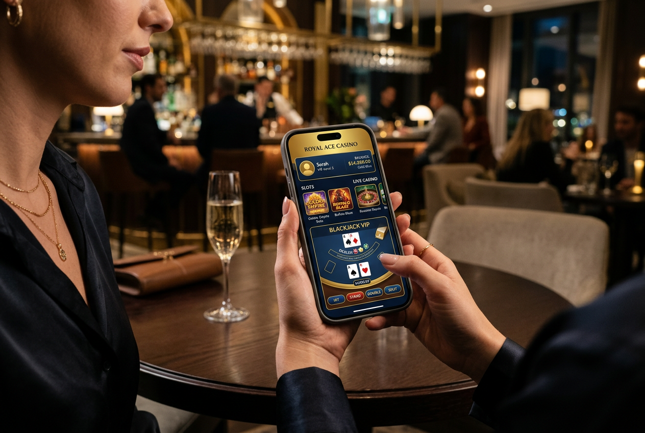 Modern smartphone showing a casino app interface